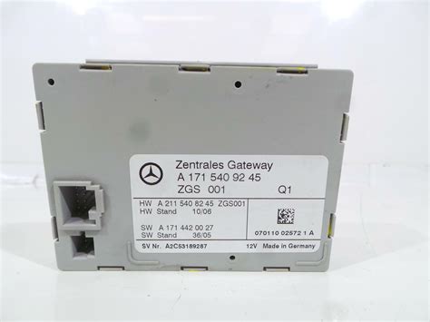 2007 MERCEDES SLK CENTRAL GATEWAY CONTROL MODULE ECU A1715409245