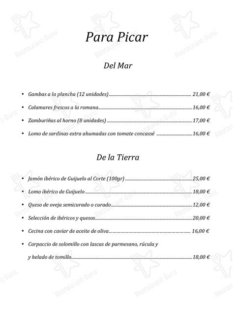 Carta Del Restaurante Hotel Y Bodega El Lagar Del Isilla La Vid