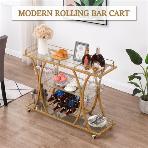 Orren Ellis Plasencia Metal Bar Cart Reviews Wayfair