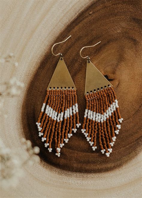 Liv Rust Nature Inspired Seed Beaded Earrings Native Etsy