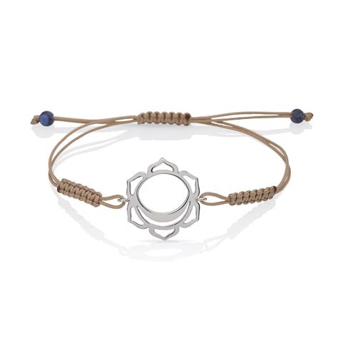 Macrame Yoga Bracelet Svadhisthana Sacral Sex Chakra 14kt White Gold Brown Cord For Sale At