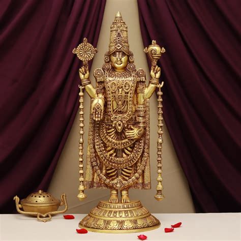 Brass Tirupati Balaji Idol With Sankha And Chakra 24 2 Inches