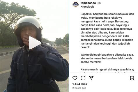 Foto Video Seorang Bapak Tak Terima Ditegur Karena Merokok Sambil