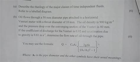 Solved A ﻿describe The Rheology Of The Major Classes Of