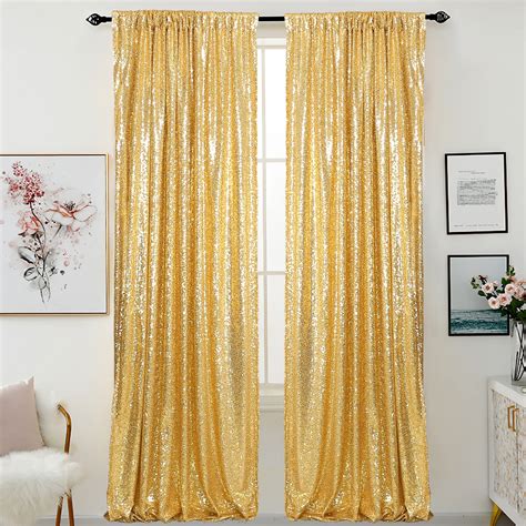 Buy Helaku Gold Sequin Backdrop Curtains 2 Packs Of 2 5x8ft Gold