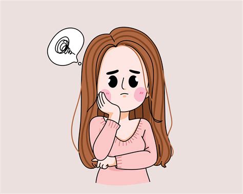 Young woman worried and thinking have question choice concept cartoon ...