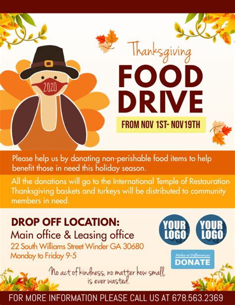 Thanksgiving Food Drive Flyer Templates