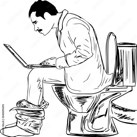 Clipart Of Man Sitting On Toilet