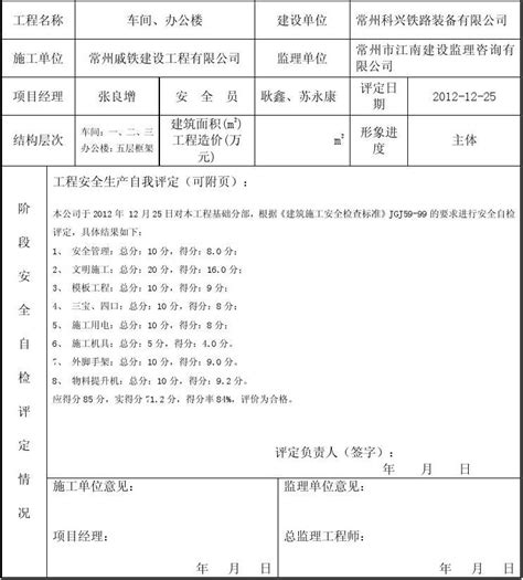 建设工程施工阶段安全自检评定表4word文档在线阅读与下载无忧文档