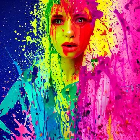 Colorful Juice Splattered Girl Arthub Ai