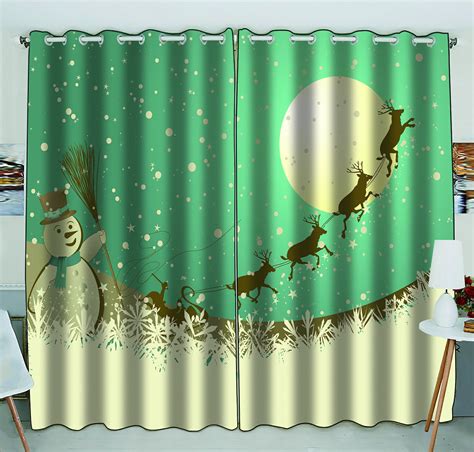 Phfzk Christmas Theme Window Curtain Winter Holiday Merry Christmas