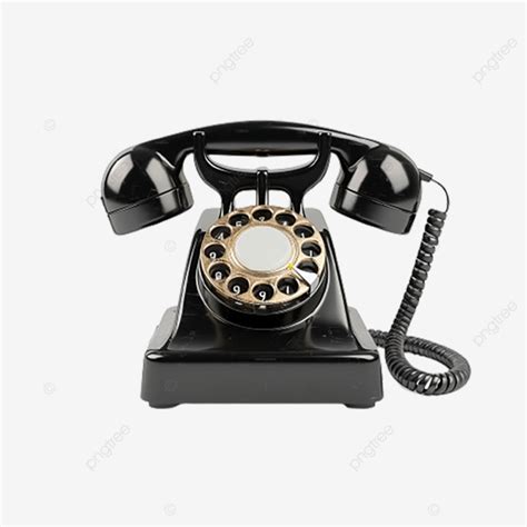 Telephone Front Side Isolated On Transparent Background Black