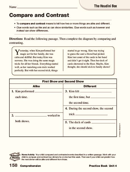 Compare And Contrast Worksheet For 6th 8th Grade Lesson Planet