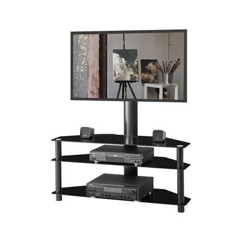 New 43″ Tempered Glass Tv Stand Angle And Height Adjustable Media