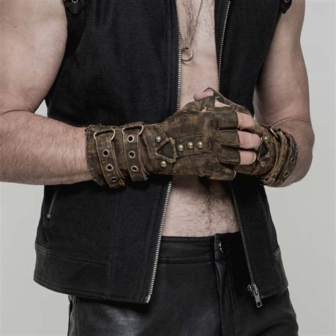 Cataclysma Men's Brown Steampunk Gloves • Immoral Fashion