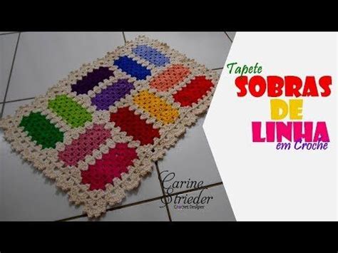 A Crocheted Rug Is Shown With The Words Tabata Sobras De Linha