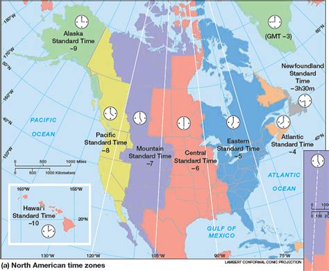 North America Map With Time Zones - Cities And Towns Map