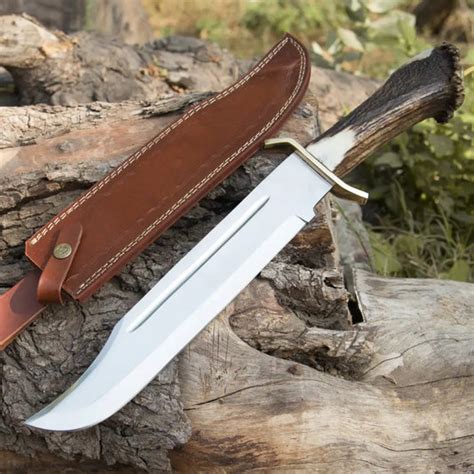 Bowie Knife Handmade D2 Bowie Knife Steel Hunting Fix Blade Bull H White Hills Knives