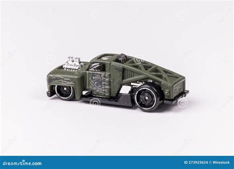 Close Up Shot Of A Green Hot Wheels Rod Squad Erikenstein Rod Isolated On A White Background