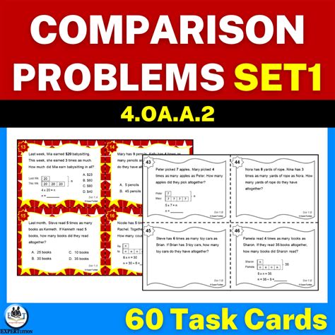 Multiplicative Comparison Word Problems Practice Task Cards Set