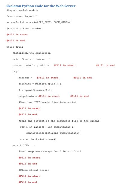 Socket Programming Assignment 1 Web Server In This Chegg