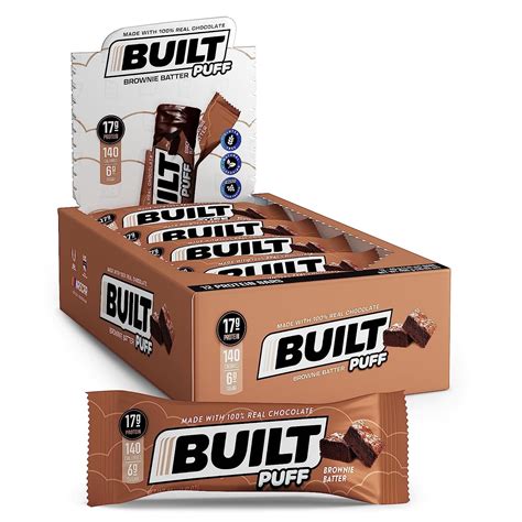 Built Bar 12 Pack High Protein Energy Bars Gluten Free Chocolate Covered Low Carb Low