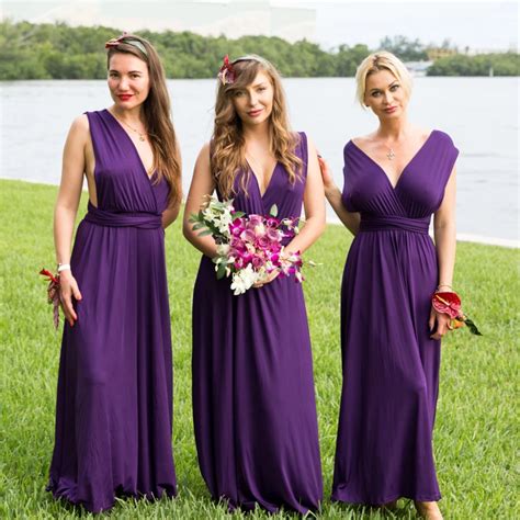 Purple Maxi Bridesmaid Convertible Infinity Dress In 2020 Tea Length Bridesmaid Dresses