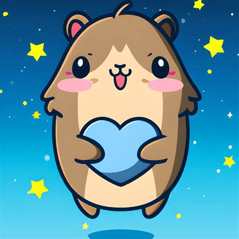 Capybara Holding Heart On Starry Night · Creative Fabrica