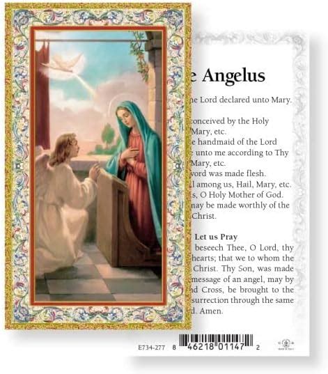 Angelus Tarjeta Sagrada Laminada Paquete De 5 Con Dos Tarjetas De