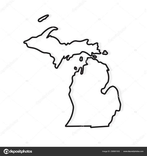 Black Outline Of Michigan Map Vector Illustration Stock Vector Image