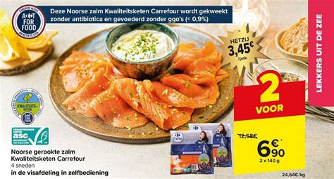 Noorse Gerookte Zalm Kwaliteitsketen 2 X 140 G Promotie Bij Carrefour