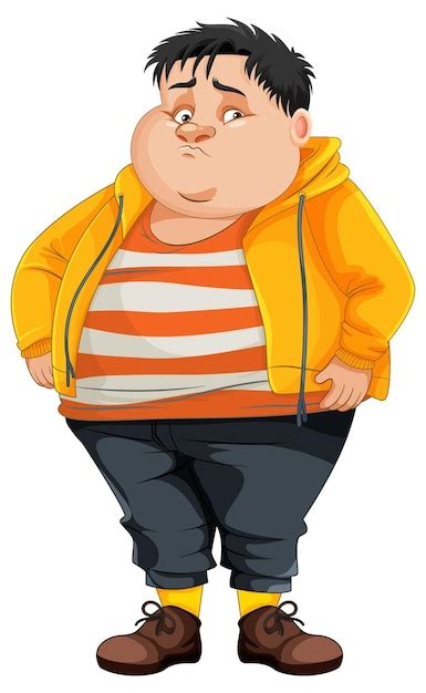 Hombre Gordo Personaje De Dibujos Animados Vector Premium