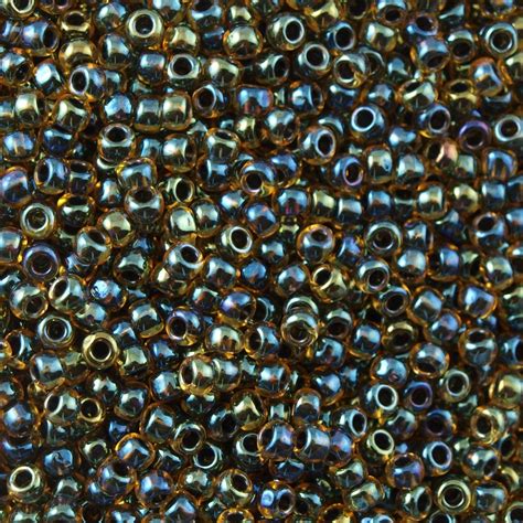 50g Toho Round Seed Beads 110 Inside Color Lined Midnite Amber 244 Aura Crystals Llc