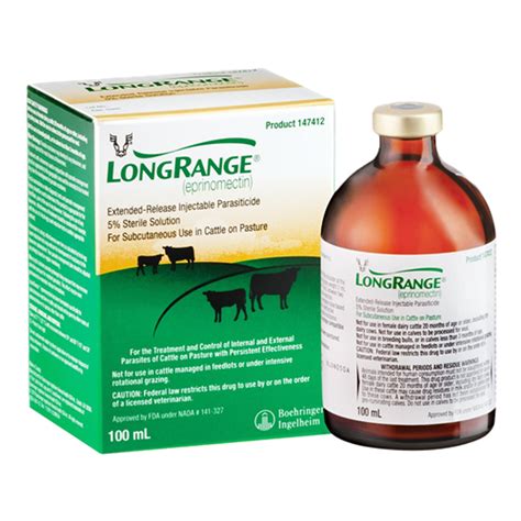 Longrange Eprinomectin Injectable 100ml Superior Cattle Dewormer Extended Release Parasite