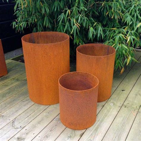 Lm High Quality Corten Steel Rusty Simple Large Decorative Planter