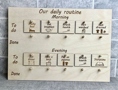 Personalised Wooden Daily Routine Chart Kids Daily Routine Board