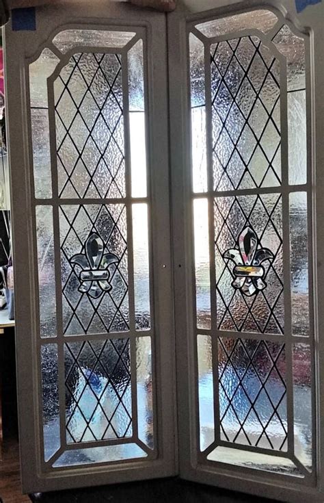 CI 31 Fleur De Lis Stained Glass Cabinet Insert Etsy Stained Glass