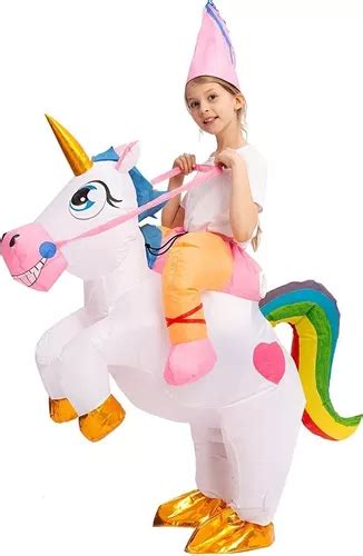 El Original Disfraz De Unicornio Inflable Montable Blanco Env O Gratis