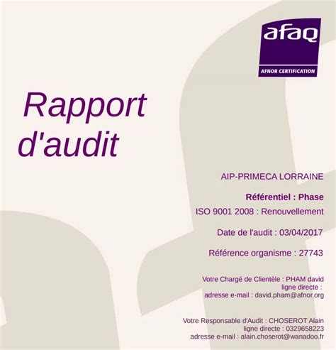 Comment Présenter Un Rapport Daudit Interne Exemple Pdf Qe