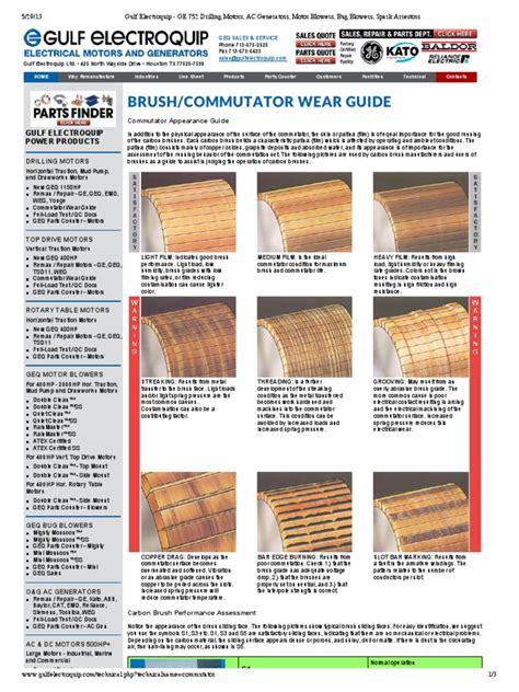 Brush Wear Guide | PDF | Electric Motor | Electrical Engineering