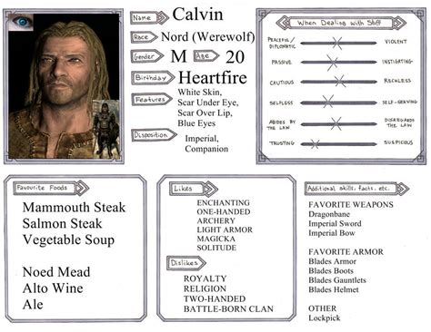 Skyrim Character Sheet 2 by 07StewartC on DeviantArt