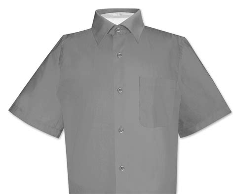 Charcoal Gray Mens Short Sleeve Dress Shirt Biagio Cotton Shirt