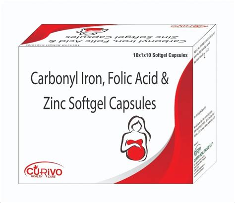 Carbonyl Iron Folic Acid And Zinc Soft Gelatin Capsules Packaging