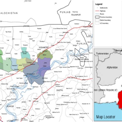 Map of study area in district Jacobabad and Kashmor, Sindh | Download Scientific Diagram