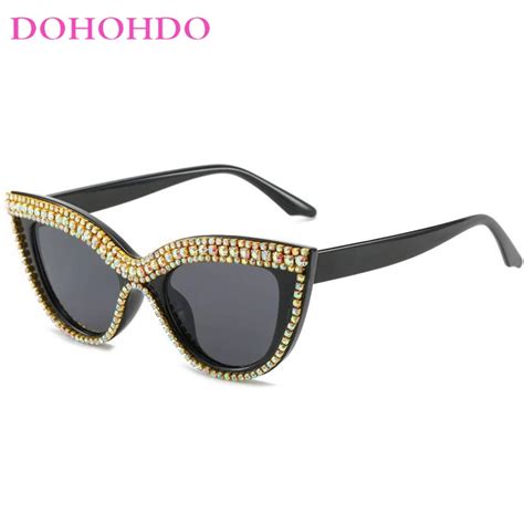 Dohohdo 2024 New Cat Eye Diamond Sunglasses Women Luxury Brand Designer