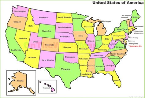 Numbered 50 States Map