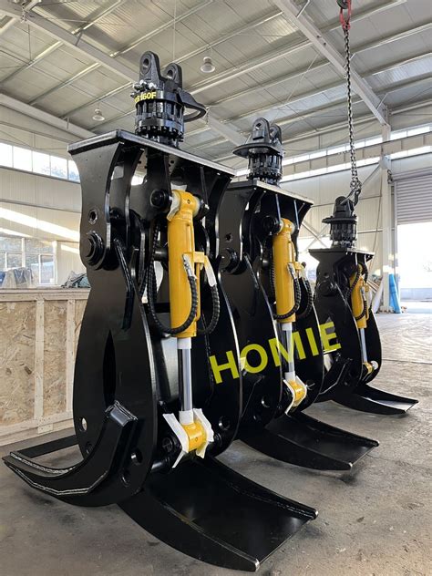 Homie Rotating Wood Grapple Hydraulic Excavator Attachments For Logs