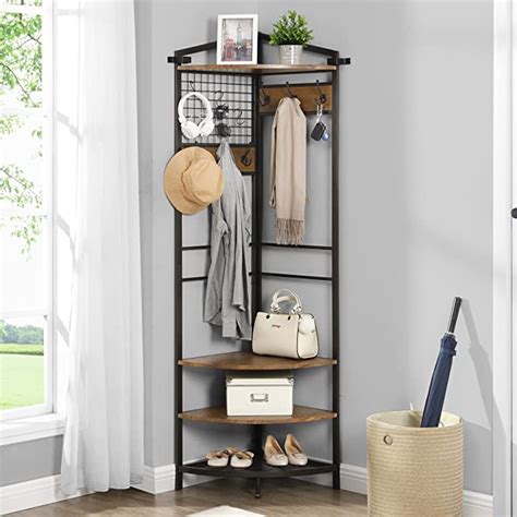 ASYA Entryway Corner Hall Tree With Shoe Storage Industrial Corner