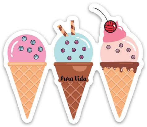 Ice Cream Cone W Volleyball Sprinkles Sticker Ice Cream Cone Ice