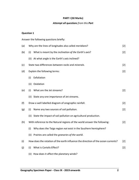 Sample Paper For Class Geography Icse Crypot Coni